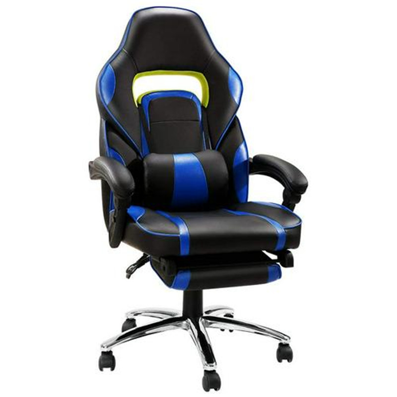New Gaming Office Chair with Armrests Headrest Footrest High Back Tilt Swivel Chair for Working Studying Gaming PU Leather HWC