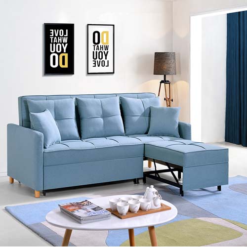 hot new l shaped mechanism fabric corner sofa cum bed